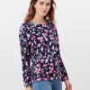 Joules Harbour Print Long Sleeve Jersey Top Navy Floral 4