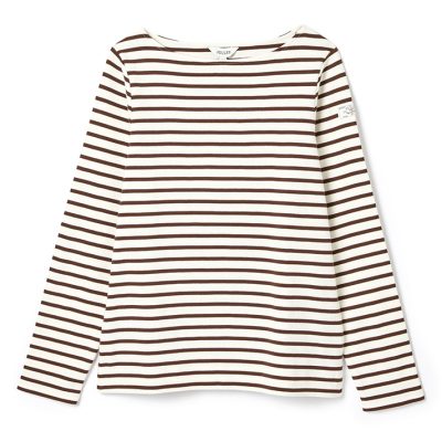 Joules Harbour Boat Neck Breton Top Brown-Cream 7