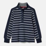 Joules Southwold Button Down Striped Sweatshirt Navy-White 1