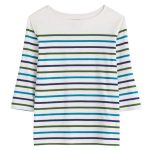 Seasalt 3/4 Sleeve Sailor Top Falmouth Tri Breton Chalk Maritime